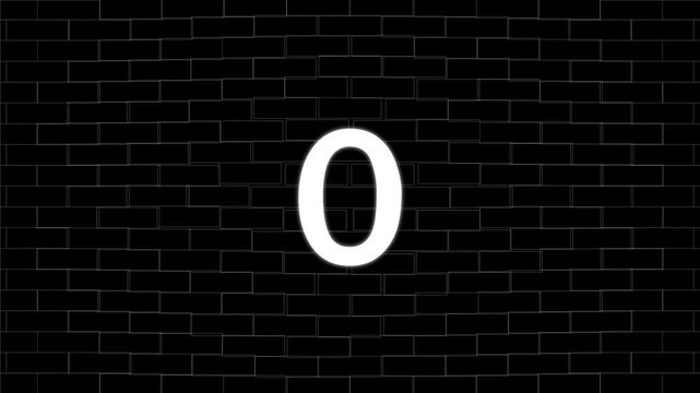 Clean white number three centered on a solid black background for digital countdown timers and interface in motion projects