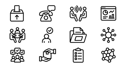 Fototapeta premium Pictogram icons illustrating humanitarian response and teamwork