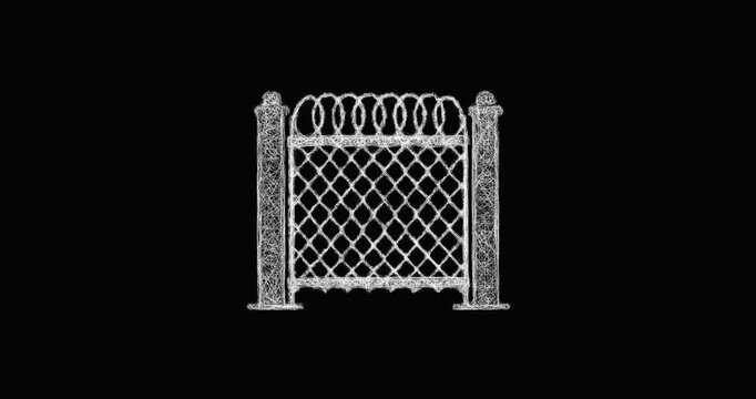 Sketch security fence icon animation - smooth progressive reveal