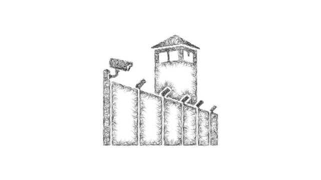 Sketch perimeter security icon animation - smooth progressive reveal