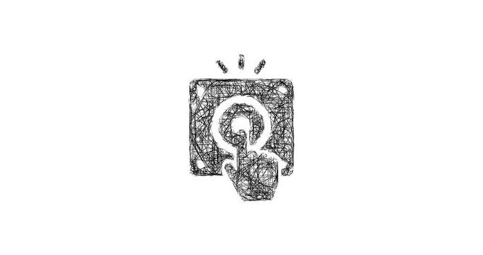 Sketch fire alarm button icon animation - smooth progressive reveal