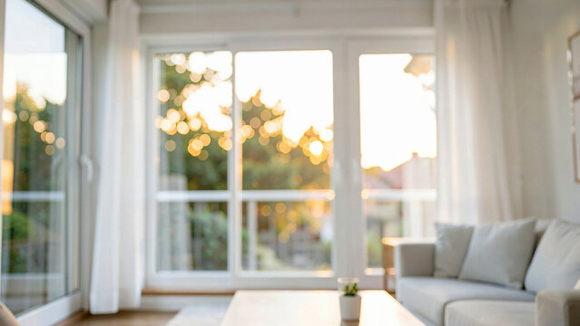 Wide Establishing View Of Bright Sunroom With Creamy