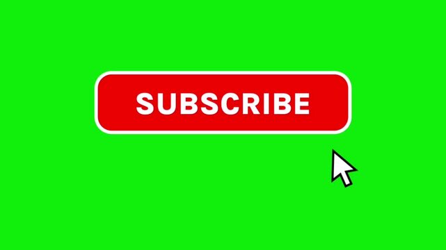 Subscribe Button Click Animation on Bright Green Background with Red Glowing Effect