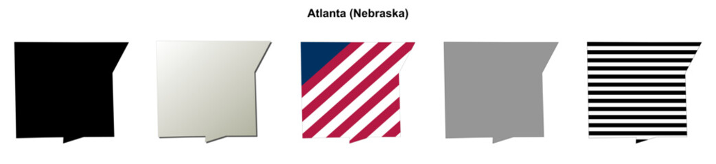 Fototapeta premium Atlanta (Nebraska) blank outline map set