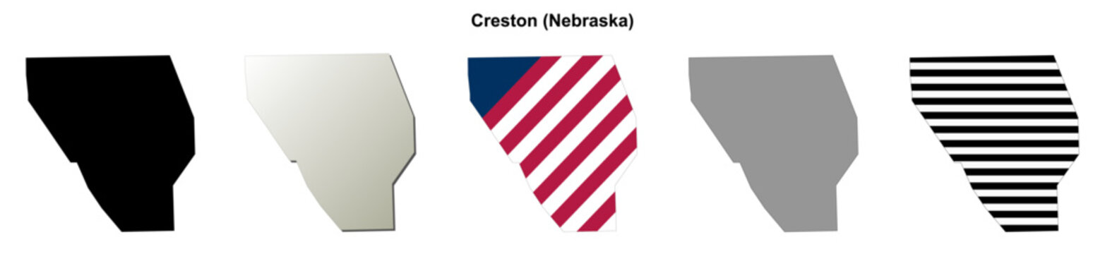 Creston (Nebraska) blank outline map set