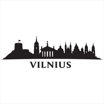 Silhouette skyline of vilnius with historic architecture and cityscape
