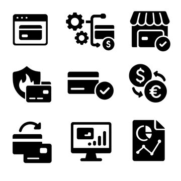 Fraud icons dashboard gateway processing logo icon payment integration vector currency analytics