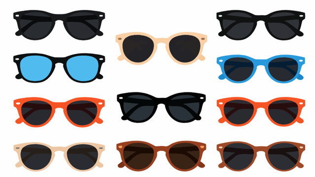vector collection of stylish sunglasses in various colors and frames for commercial use