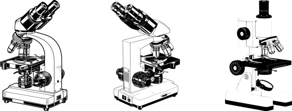 A monocular compound microscope with a sturdy base and adjustable focus knobs is displayed in a clean, well-lit lab setting