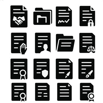 Signed affidavit icons notarized court case certificate opinion document legal icon vector