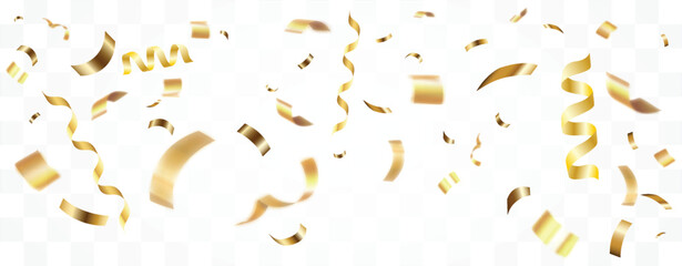 Fototapeta premium Gold confetti celebration. Celebration background, gold confetti border, party banner