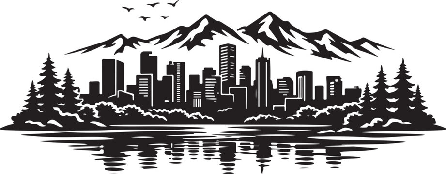 Denver Skyline Silhouette Vector Design