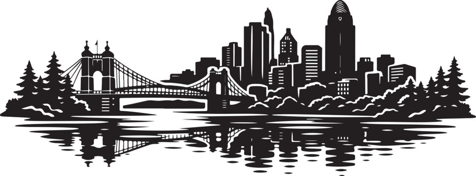 Cincinnati Skyline Silhouette Vector Design
