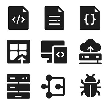 Cloud dev hosting web api css html vector responsive design code icons