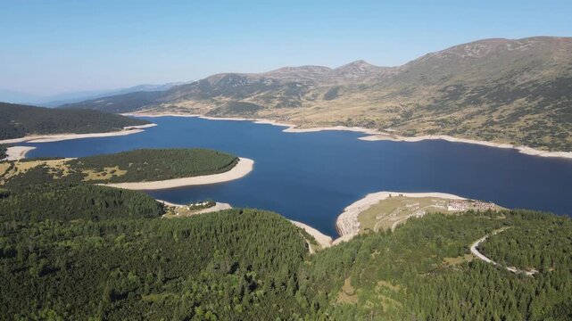 Amazing Aerial view of Belmeken Dam, Rila mountain, Bulgaria