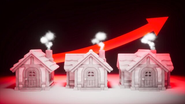 Rising House Prices and Property Inflation Concept 3D Animation