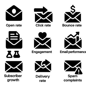 Growth unsubscribe report email analytics engagement spam delivery vector icon icons testing