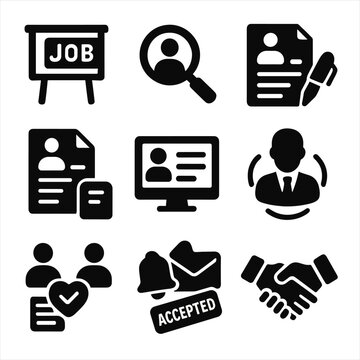Search alert board vector job icon check reference accepted recruiter icons magnifying