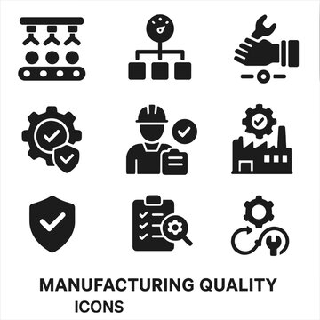 Prevention assembly chart quality compliance spec process tolerance vector lean icons icon