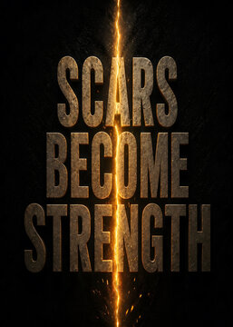 Scars Become Strength &ndash; Motivational Typography Poster with Golden Crack