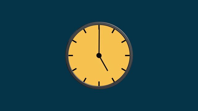 Abstract 3D Yellow Wall Clock Timelapse Animation Spinning to Five O'Clock