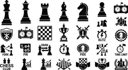 Chess Game and Strategy Vector Icons Collection © Natural flower 