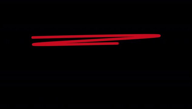 Animated Red Scribble Stroke &ndash; Hand Drawn Marker Line Motion Graphic on Black Background