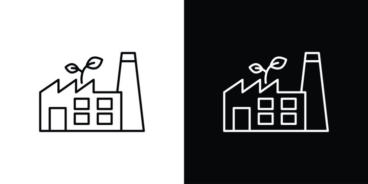 Green factory icon line clipart series. EPS10
