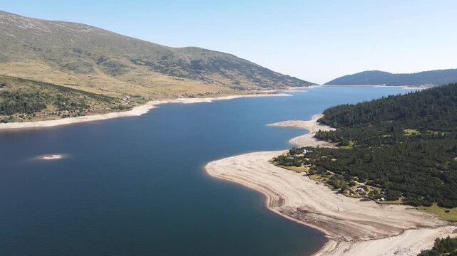 Amazing Aerial view of Belmeken Dam, Rila mountain, Bulgaria