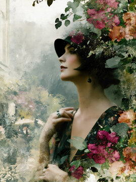 Elegant Roaring Twenties Lady Portrait Art &ndash; AI Generative