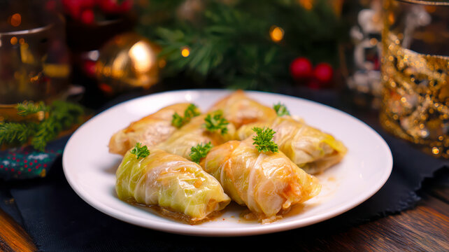 Christmas Eve Cabbage Rolls with Potatoes and Mushrooms &ndash; AI Generative