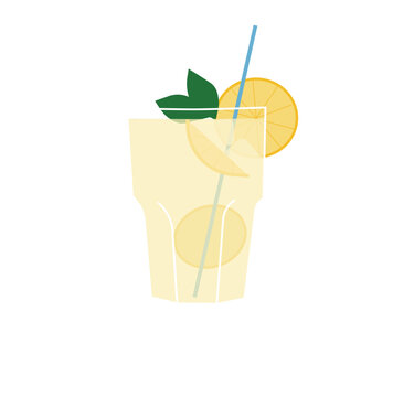Lemonade Cocktail Transparent Vector svg holiday vacations yellow white USA sweet drink mojito ice iced outlined illustration isolated asset pool bar leisure summer minimal simple art shape lemon mint