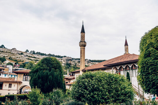Bahchisaraj, Crimea, 20 Jule 2020, Khan Palace museum Islamic landmark exterior