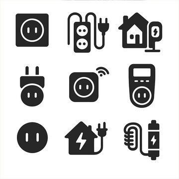 Charging outlet energy icons vector home icon protector station adapter plug