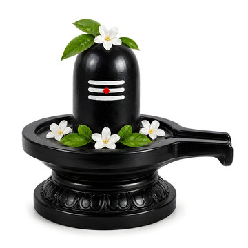 Indian Festival Maha Shivratri Shivling isolated on White Background