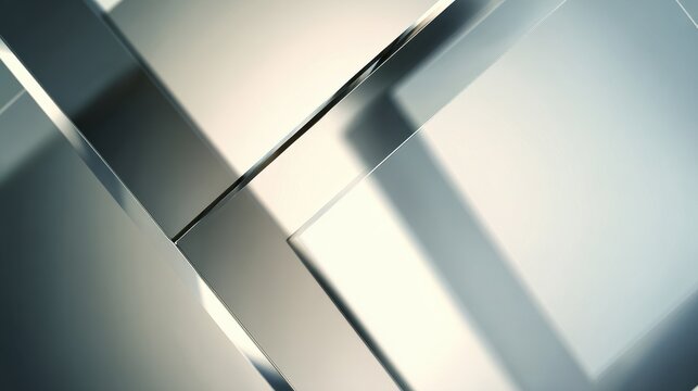 Bright Minimalist Glass Planes Reflecting Light with Soft Shadows