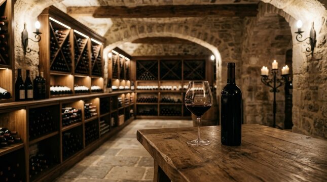 Wine Cellar Tasting, Red Wine and Racks