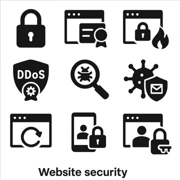 Certificate padlock backup vector icon ddos icons encryption login security website scan