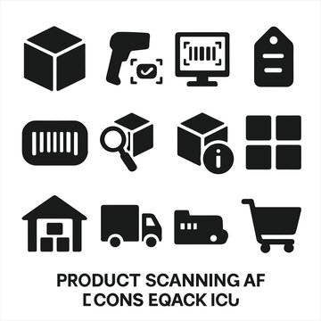 Product stock icons icon check price vector barcode delivery warehouse scanning scan