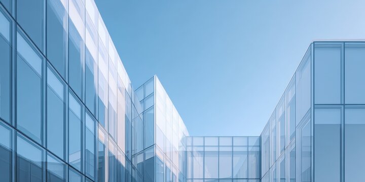 Modern Glass Facade of Minimalist Office Building Exterior