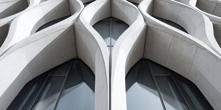 Modern Architectural Landmark Building with Curving Concrete Facade