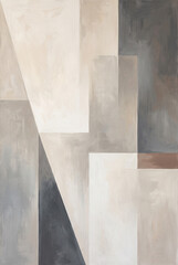 Fototapeta premium Abstract geometric composition with soft beige and charcoal blocks