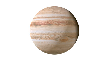Jupiter planet with swirling bands of clouds, isolated on transparent background © Dan