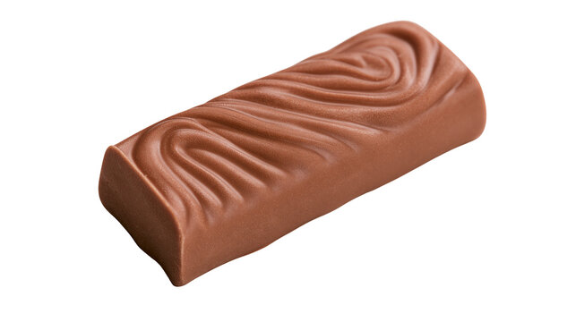 Milk chocolate bar with swirling texture, isolated on transparent background