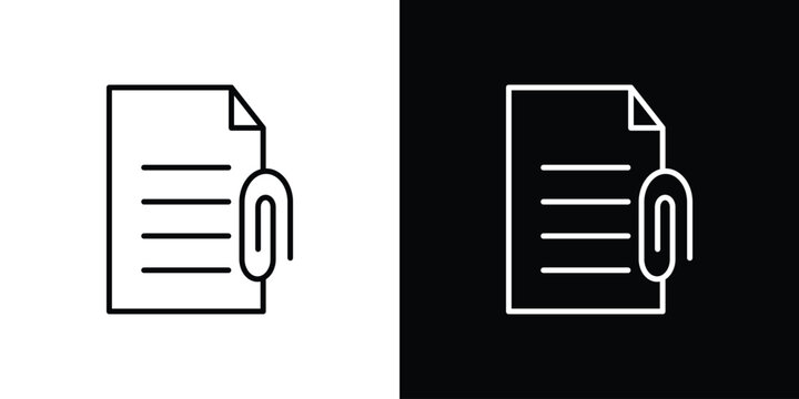 Attach document icon line illustration group