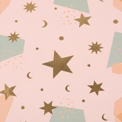 Obraz premium Perfectly Seamless Luxury Gold Celestial Star and Moon Pattern