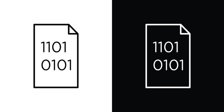 Binary code icon line illustration group