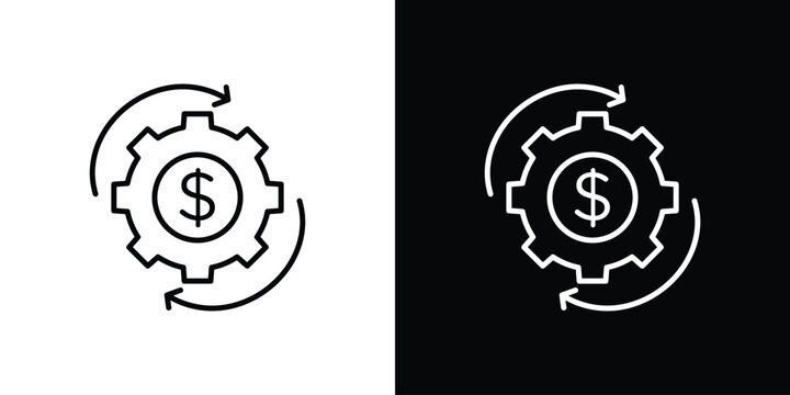 Costs optimization icon line illustration group