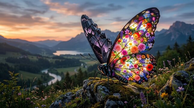 Butterfly with One Broken Wing and One Blooming Wing as a Surreal Visual Metaphor for Bipolar Disorder