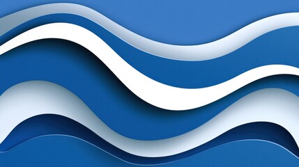 Fototapeta premium Abstract layered blue and white wavy background